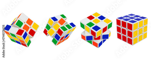 White Cube Puzzle Variations on transparent background png