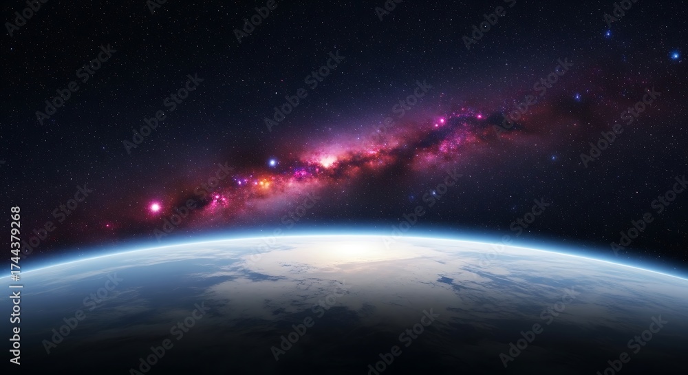 Fototapeta premium Cosmic Horizon - Earth and the Milky Way Galaxy.