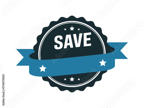 Vector art of save badge, a symbol of discount and special offer sticker
