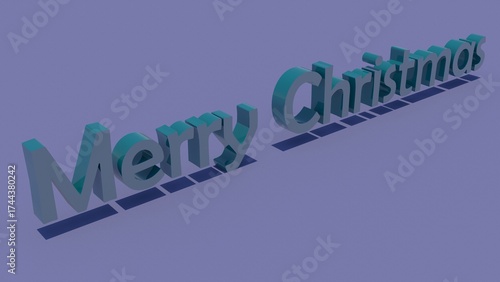 3D Merry Christmas Text on Blue Surface