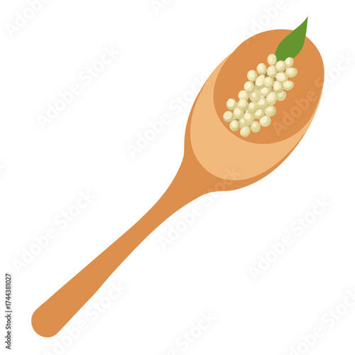 A spoonful of organic quinoa grains food vector on white background.