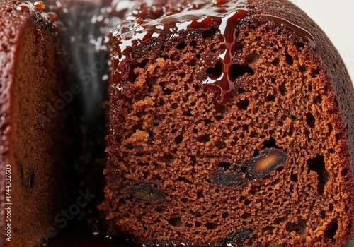 Wallpaper Mural A slice of moist, dark chocolate bundt cake with a rich chocolate glaze, showcasing its dense crumb and texture Torontodigital.ca