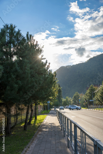 October 2025, Sochi, Krasnaya Polyana, Russia. Streets and views of the village of Krasnaya Polyana.