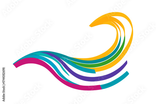 Abstract colorful wave shapes in modern graphic design paper quilling strips