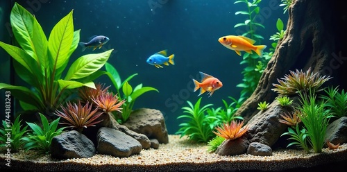 Wallpaper Mural Vibrant Tropical Fish Thriving in a Lush Aquarium Ecosystem A Colorful Display of Healthy Coral Reef Life Torontodigital.ca