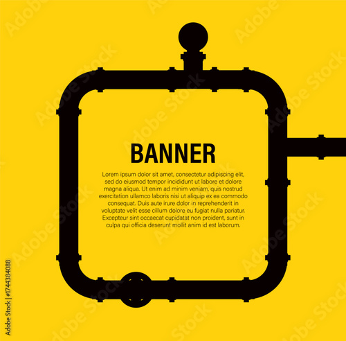 Industrial pipe frame banner with copy space