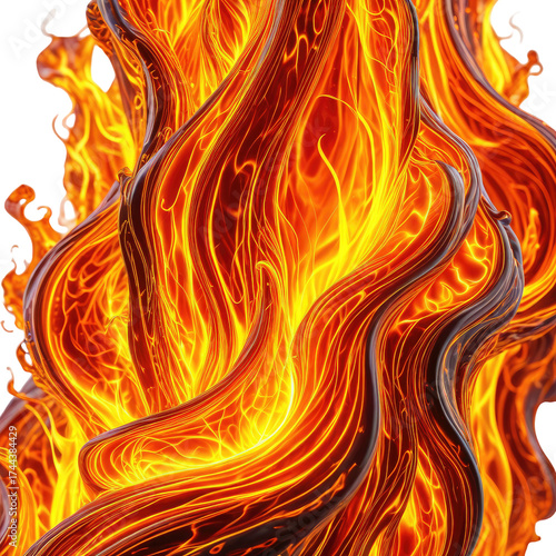 Fiery, animated swirls of fire, radiating energy