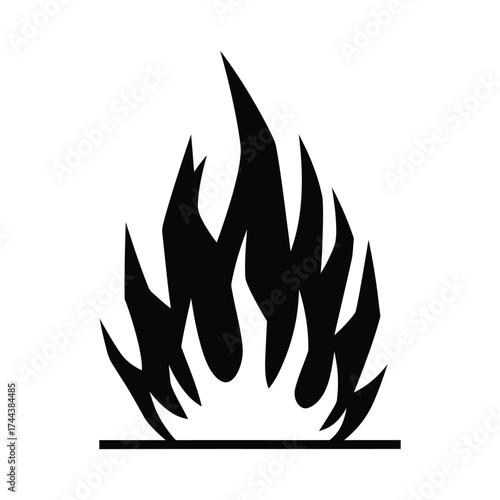 Black fire icon, simple and minimalist design
