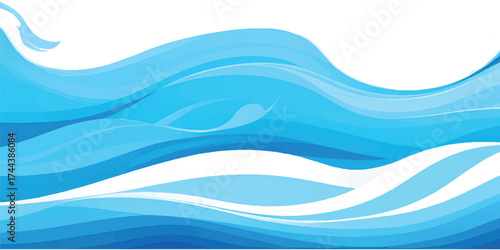 Abstract blue wave vector illustration design, a flowing water curve pattern perfect for a digital ocean backdrop or liquid wallpaper