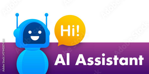 AI assistant chatbot robot saying hi artificial intelligence concept