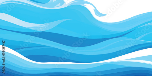 A vibrant blue ocean wave pattern with flowing lines creates a dynamic digital illustration design texture for a sea water background