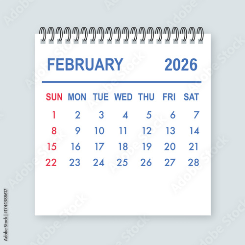 Desktop calendar displaying February 2026 month planning