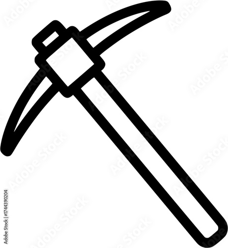 Black silhouette of a pickaxe with a wooden handle
