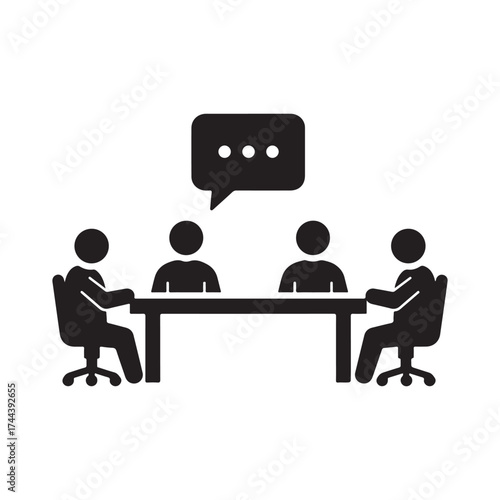 Team meeting conversation discussion business people sitting around table discussing ideas