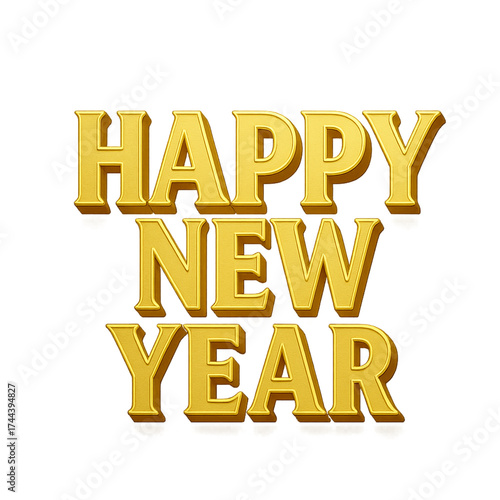 Festive Gold Typography - Golden Happy New Year Text on Black Background - celebration graphic