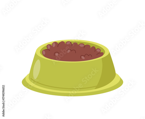 Dog, cat, animal or pet full food bowl vector illustration. Dish symbolizing feeding, care, nutrition, and animal love