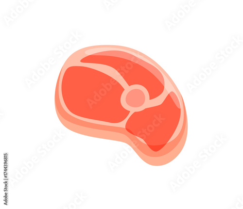 High-quality vector illustration of a raw rib eye steak on a butcher board. Marbled beef meat isolated on white