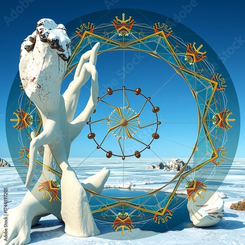 Surreal Winter Landscape with Structure