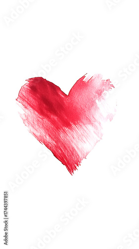 Wallpaper Mural A vibrant red heart with soft edges and watercolor texture stands out against a blank, white background. It represents love and emotion in a simple artistic form Torontodigital.ca