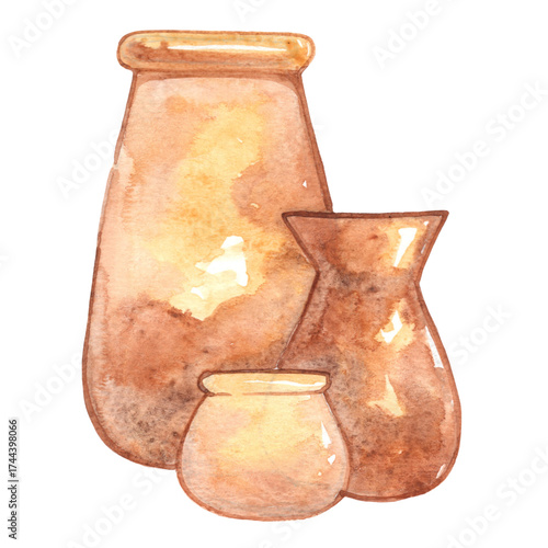 Pottery watercolor illustration.⁠
