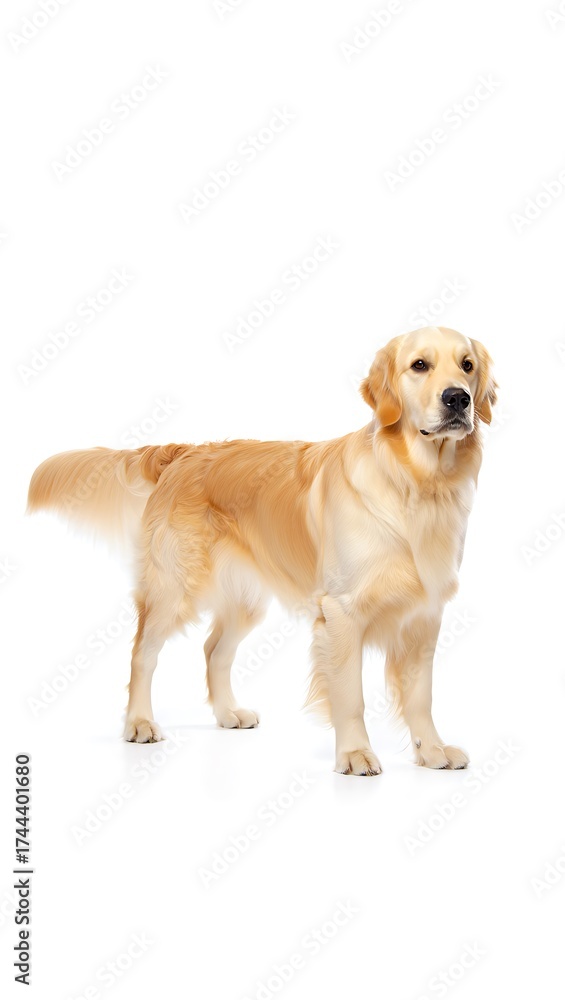 Fototapeta premium Purebred Dog on White Background, 16:9 and 9:16 Format
