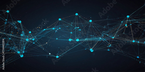 Abstract Network Connection Visualizing Digital Connectivity. A dynamic and visually captivating abstract image showcases a complex network of interconnected points and lines.	