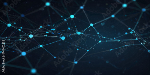Abstract Network Connection Visualizing Digital Connectivity. A dynamic and visually captivating abstract image showcases a complex network of interconnected points and lines.	