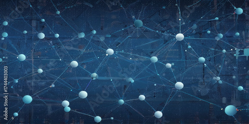Abstract Network Connection Visualizing Digital Connectivity. A dynamic and visually captivating abstract image showcases a complex network of interconnected points and lines.	