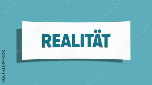 Photos Realitaet (reality) - A card isolated on light green background.