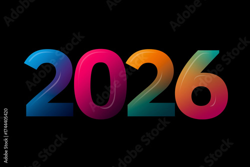 Colorful 2026 on Black Background