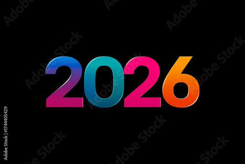 Colorful 2026 on Black Background