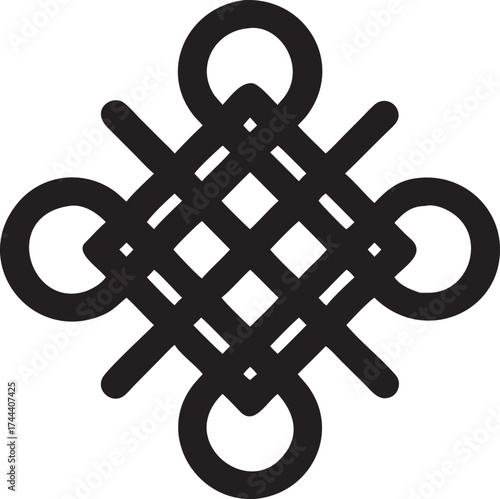 Intricate black endless knot symbol representing good fortune and prosperity