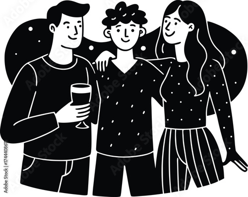 Friends Enjoy With Togther Silhouette | Friendship Celebration Vector Illustration