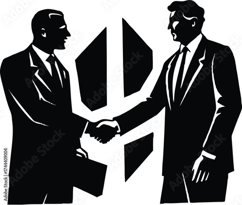 Lawyer Shaking Hands With Client Silhouette | Legal Agreement Vector Design