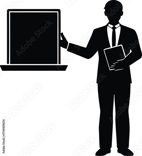 Presenter Handing Award Plaque Silhouette | Recognition Ceremony Vector Design