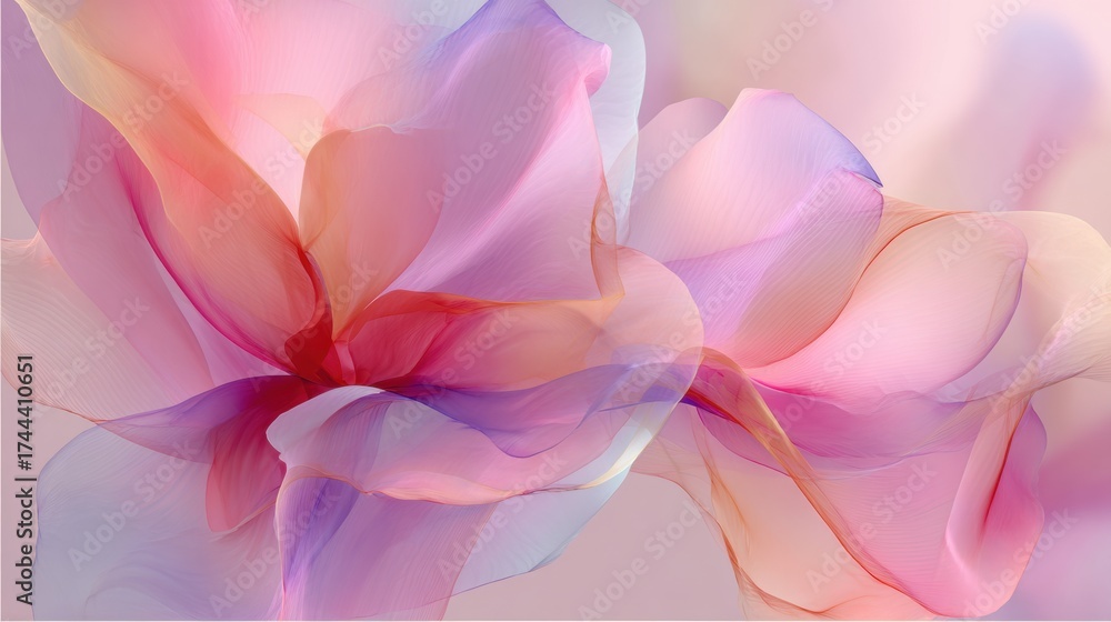 Obraz premium Soft Pastel Petals Merge in a Gentle Dance of Colors Creating an Ethereal Floral Backdrop That Captures the Essence of Tranquility and Beauty
