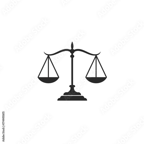 Elegant Monochrome Scales of Justice Vector Illustration Icon