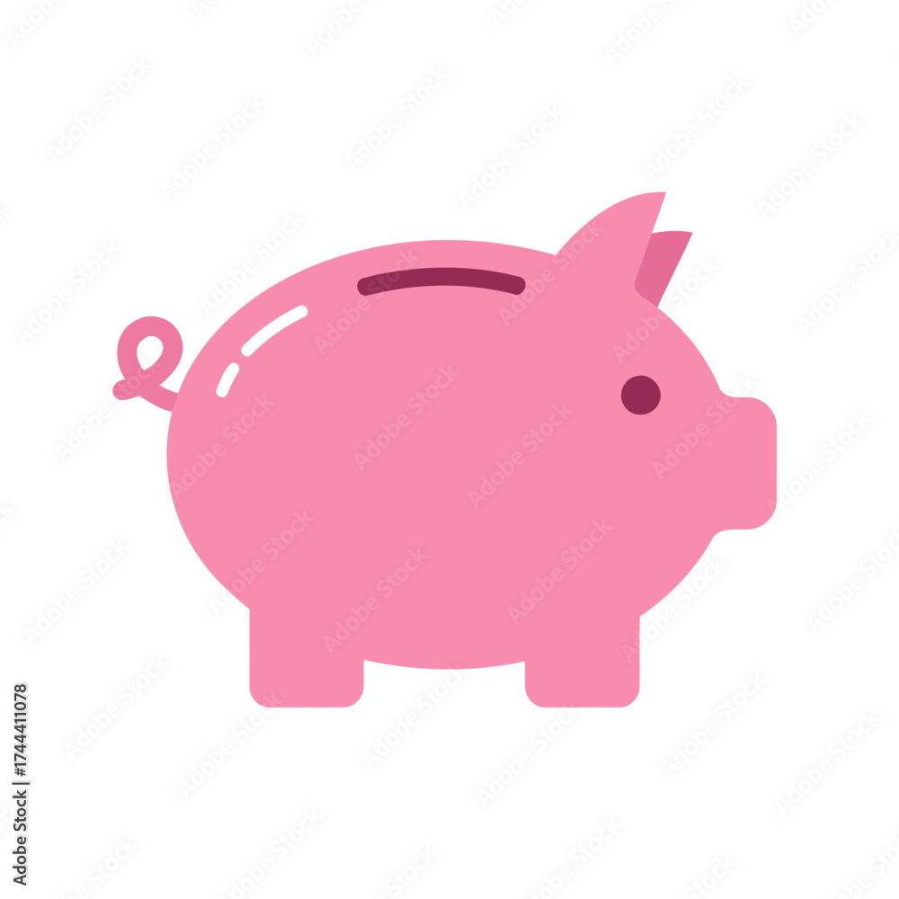 Fototapeta premium Charming Flat Design Pink Piggy Bank Vector Illustration for Savings and Finance