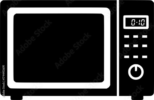 Sleek modern microwave icon perfect for kitchen appliance and technology concepts
