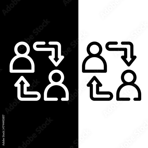 People Exchange and Two-Way Interaction Cycle Icon