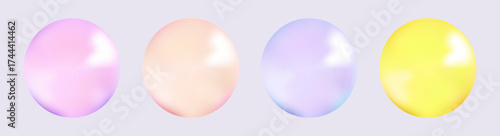 Realistic glossy rainbow sphere with iridescent reflections and smooth liquid texture.