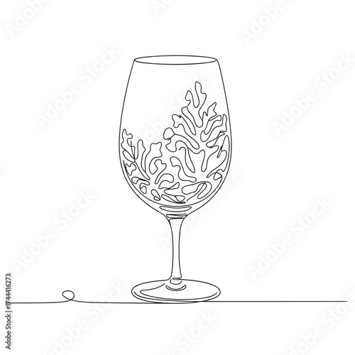 Decorative glass pattern close-up, designed in minimalist black ink on a transparent background, for interior design and branding use