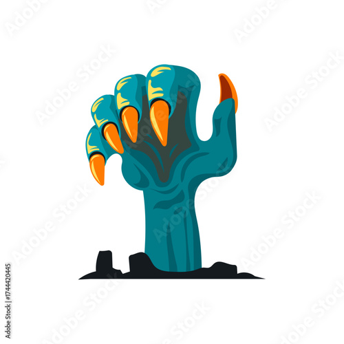 Spooky Monster Hand Claw Emerging from the Ground Halloween Illustration