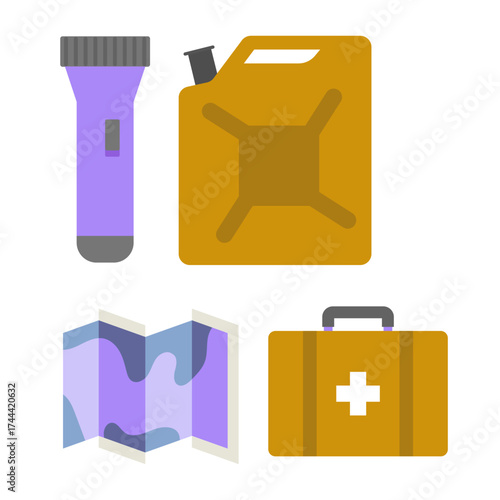 Survival Kit Essentials First Aid, Map, Fuel Canister, and Flashlight for Preparedness