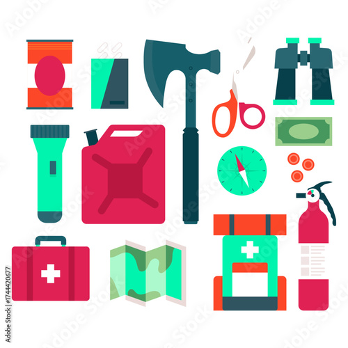 Survival kit gear for emergency preparedness and outdoor adventure essentials