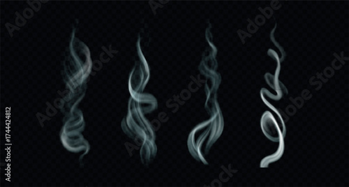 Vector, realistic light blue incense smoke.