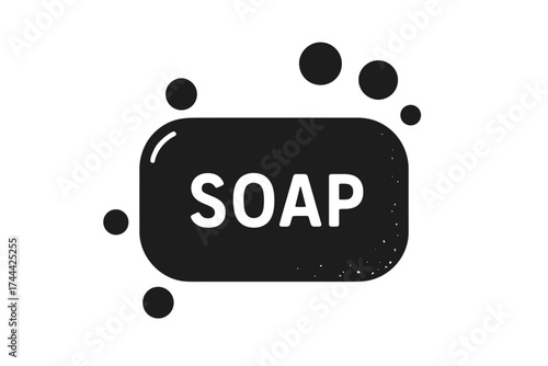 Simple black soap icon with bubbles for cleanliness and hygiene