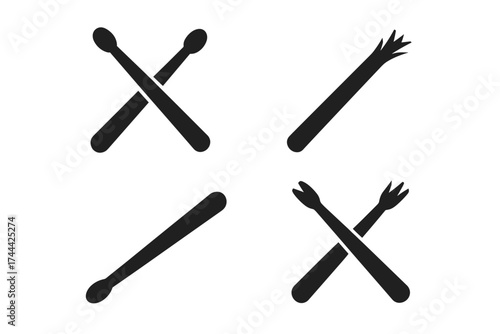 Silhouette icons of traditional chinese medicine acupuncture tools