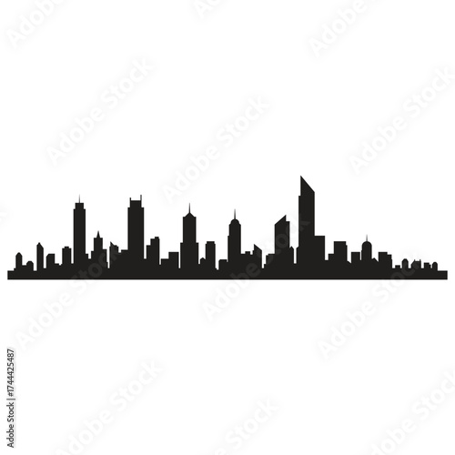 Wallpaper Mural Black silhouette of a modern city skyline at dusk Torontodigital.ca