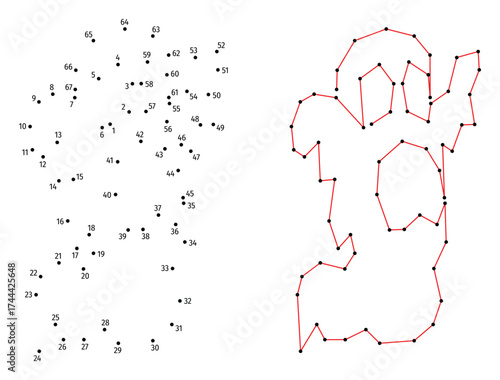Ghost scares people. Connect the dots educational drawing game. Dot to dot by numbers puzzle. Google Font Fira Sans Condensed.